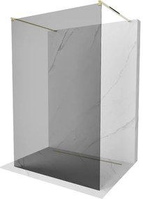 Mexen Kioto, priechodná sprchová zástena 110 x 200 cm, 8mm šedé sklo, 2x zlatá stabilizačná rozpera, 800-110-002-50-40