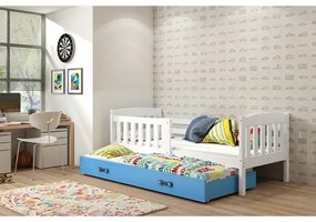 Detská posteľ KUBUS s výsuvnou posteľou 90x200 cm - biela Modrá