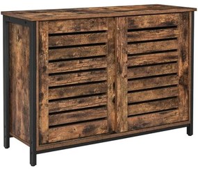 Príborník, kuchynská skrinka s posuvnými dvierkami, rustikálna hnedá