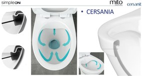 Cersanit Cersania SimpleOn 010 - WC kombi 3/6l + Slim sedátko s pomalým zatváraním z duroplastu, horizontálny odpad, biela, K11-2338