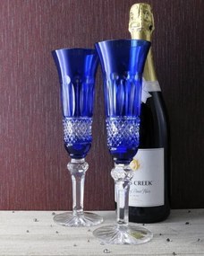 Bohemia Crystal Brúsené poháre na šampanské Tomy modrá 155 ml (set po