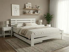 Posteľ PARIS zvýšená 140x200 cm, biela Rošt: S latkovým roštom, Matrac: Matrac COCO MAXI 20 cm