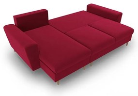 Červená zamatová rozkladacia/s úložným priestorom rohová pohovka Kyoto – Cosmopolitan Design
