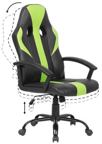 Kancelárska stolička z umelej kože zelená/čierna SUCCESS Beliani