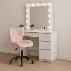 Ergonomická kancelárska otočná stolička – zamat ružová