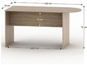 Tempo Kondela Zasadací stôl s oblúkom 150, dub sonoma, TEMPO ASISTENT NEW 022