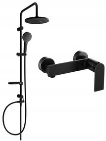 Mexen Erik, sprchový set s dažďovou sprchou a sprchovou batériou Zero, čierna matná, 71140205-70