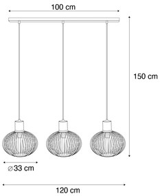 Moderné závesné drôtené svietidlo čierne s béžovou farbou 3-svetlá - Gila