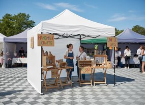 GARDEN LINE Nožnicový stan 3×3 m NAM7465 – záhradný a komerčný pavilón, biely