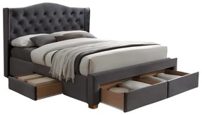 Dvoulůžková čalouněná postel Aspen Velvet se zásuvkami 160x200 šedá