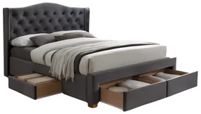 Dvoulůžková čalouněná postel Aspen Velvet se zásuvkami 160x200 šedá