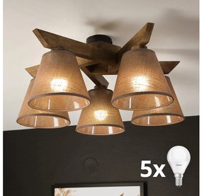 Brilagi - LED  Prisadený luster ANTHONY 5xE14/40W/230V dub orech/hnedá