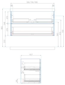 Mereo Mereo, Siena, kúpeľňová skrinka s keramickým umývadlom 101 cm, MER-CN4321