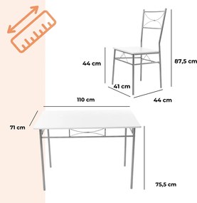 Jedálenská súprava PAUL, 5-dielna, zamatovo biela Jurhan