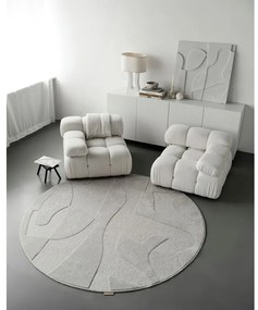 Svetlosivý vlnený okrúhly koberec ø 120 cm Morphic Botanica – Agnella