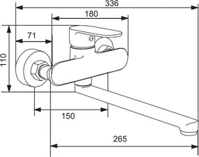 Mexen Milo - vaňová batéria s dlhou výlevkou, chrómová, 71335-00