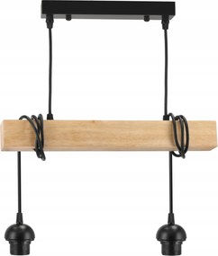BERGE LED závesné stropné svietidlo drevený trám 2xE27 Luster Loft Cup Black