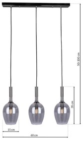 Luster na lanku LUGANO 3xE14/40W/230V šedá