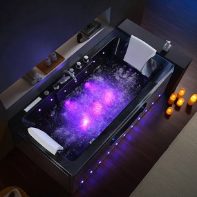 BPS-koupelny Hydromasážna vaňa HYD-IR933A-BL 150x84 ČIERNY MRAMOR s ohrevom vody