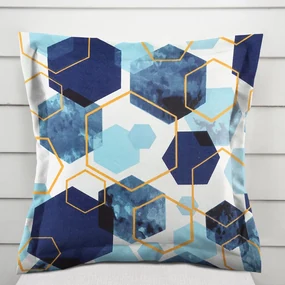 Biante Bavlnená obliečka na vankúš s lemom Sandra SA-574 Modré hexagóny na bielom 35 x 45 cm