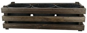 AMADEA Drevený obal s kvetináči - tmavý, 47x17x15cm Český výrobok