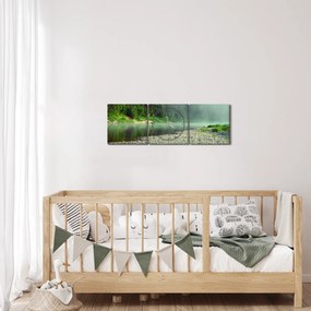 Obraz - Rieka pri lese (s hodinami) (90x30 cm)