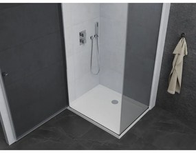 Mexen Pretoria, sprchovací kút 80 (dvere) x 120 (stena) cm, 6mm šedé sklo, chrómový profil + biela sprchová vanička, 852-080-120-01-40-4010