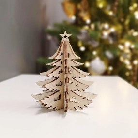 AMADEA Drevený 3D stromček, výška 9 cm