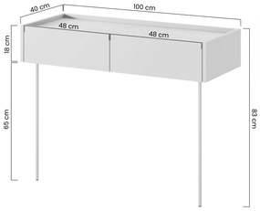 Toaletný stolík Desin 100 cm - olivová / dub nagano