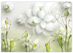 Sklenený obraz s kvetmi (70x50 cm)