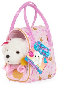 Psík biely v taške Pink Crown Glam Bag