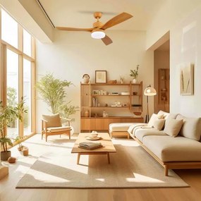 ZEVENTI - LED stropný ventilátor MARE LED/24W/230V Wi-Fi Tuya dub + diaľkový ovládač