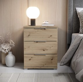 Nočný stolík s 3 zásuvkami Smilla, výška 61 cm, dub artisan