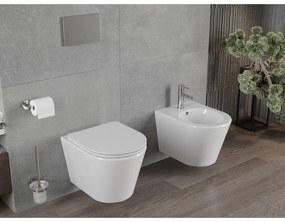 Mexen Rico závesné wc Rimless s toaletným Slim sedátkom z duroplastu, biela - 30720300