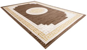 Moderný MEFE koberec 9096 vzor rámu, Grécky  kľúč  - Štrukturálny, dve vrstvy rúna béžová / hnedá