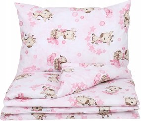 Detské bavlnené obliečky do postieľky 120x90 cm BABYMAM PREMIUM - Žirafa - ružové