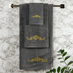 BAVLNENÝ UTERÁK LILIANA SADA 1KS 30X50 CM, 1KS 50X90 CM, 1KS 70X140 CM TMAVOSIVÁ