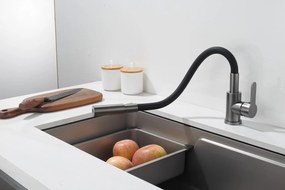 Gamma Flex 4000, stojanková drezová batéria s flexibilným ramenom, 2-funkčný výtok, čierna-grafitová, GMA-BFX-4000GM