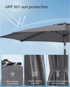 Záhradný slnečník Ø 3m, UPF 50+ (podstavec nie je súčasťou balenia), šedý