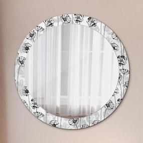 Okrúhle ozdobné zrkadlo na stenu Kvety maki fi 80 cm