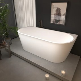 Erga Norah, voľne stojaca vaňa ku stene 150x75 cm + odtoková zátka, biela lesklá, ERG-NORAH-150075-WH-WH