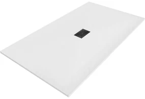 Mexen Hugo, obdĺžniková sprchová vanička SMC 150 x 100 cm, biela, čierna krytka, 42101015-B