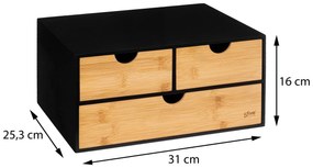 Kozmetický organizér Bava, čierna/s drevenými prvkami