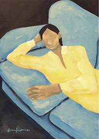 The Poster Club Plagát Blue Sofa by Hanna Peterson A4 (21x27cm)