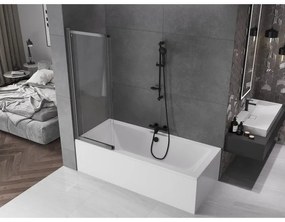 Mexen Fox, 2-krídlová posuvná vaňová zástena 100 × 150 cm, 5mm číre sklo, grafitový profil, 891-100-002-66-00