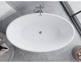 Mexen Nike, voľne stojaca vaňa 175 x 100 cm, biela-čierna, chrómový prepad, 54071751075-01