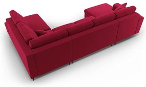 Červená zamatová rozkladacia/s úložným priestorom rohová pohovka (pravý roh/do "U") Kyoto – Cosmopolitan Design