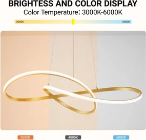 Brilagi - stmievateľný LED luster na lanku INFINITY LED/80W/230V 80x80 cm zlatý + diaľkové ovládanie