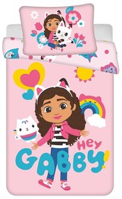 Ružové bavlnené detské obliečky do postieľky 100x135 cm Gabby's Dollhouse – Jerry Fabrics
