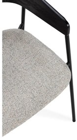 Čierne/béžové čalúnené jedálenské kreslá v súprave s podrúčkami 2 ks Cora – MOME